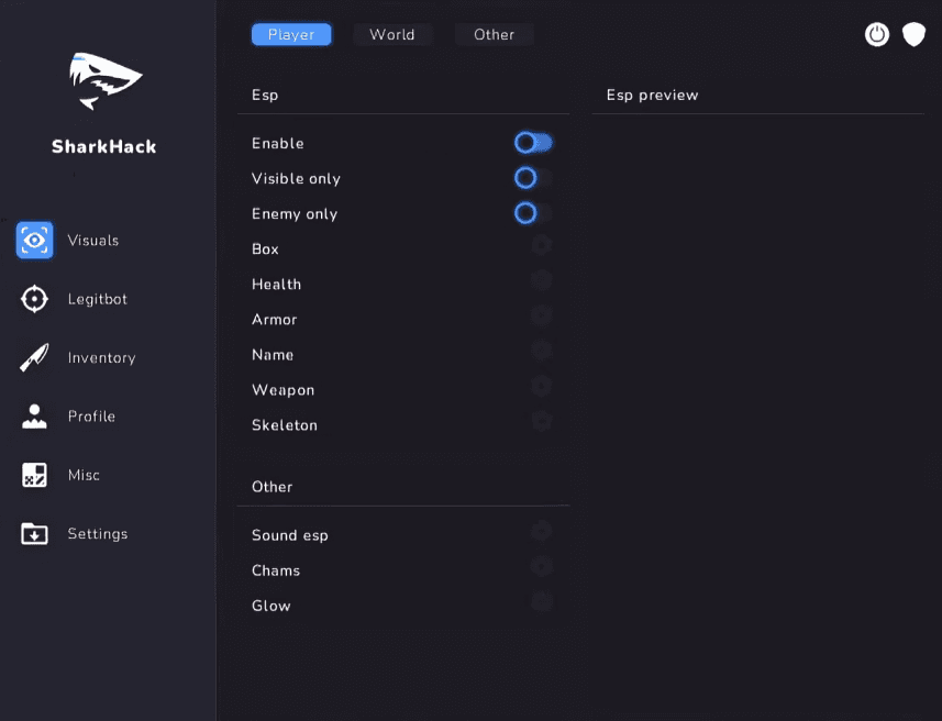 SharkHack CS2 Cheat Main User Interface